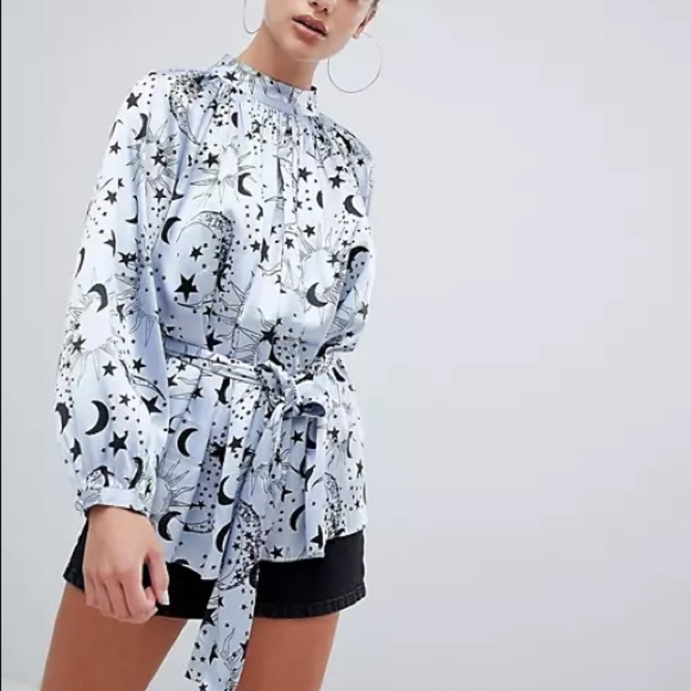 [ASOS] Moon and Star Satin Blouse